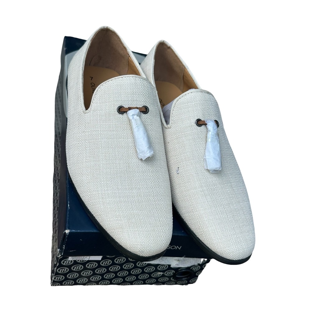 NWOT Oliver Mason Mens Cream Textured Tassel Loafers Size 7 Slip On Dress Shoes